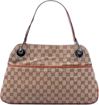 Gucci Pre-owned Eclipse Schoudertas - Dames - Vintage Schoudertas - Beige - ONE Size - Leer - Vintage