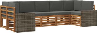 vidaXL Conjunto De Sof&aacute;s De Exterior 7 Uds. Natural Y Antracita Vidaxl