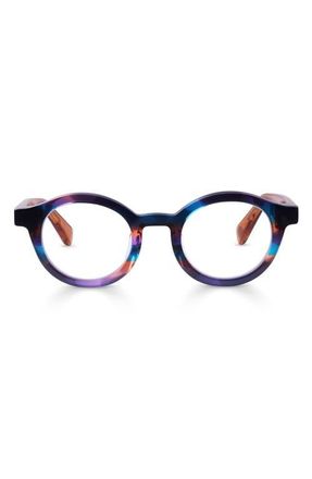 Eyebobs TV Party 41mm Round Reading Glasses in Purple /Orange Multi at Nordstrom, Size +1.25