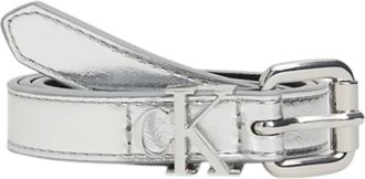 Calvin Klein Belts, female, Gray, Size: ONE SIZE Metallic Logo Belt