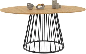 IDMarket Tavolo Da Pranzo Rotondo Allungabile Yuna 4-8 Persone Con Piano In Legno E Gamba In Filo Metallico Nero 110 - 150 Cm