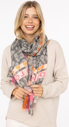 Zwillingsherz Schal ZWILLINGSHERZ Wild Love, Damen, grau, Obermaterial: 100% Polyester, Modet&uuml;cher Schal, trendiger Schal mit Herzen und Schriftzug
