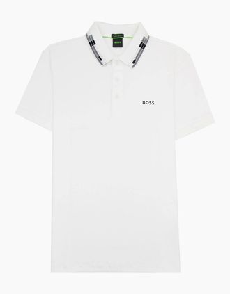 HUGO BOSS Mens Hugo Boss Paule Slim Fit Laxury Cotton Polo White 100 - Size: 42