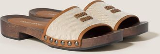 Miu Miu Canvas and leather clogs