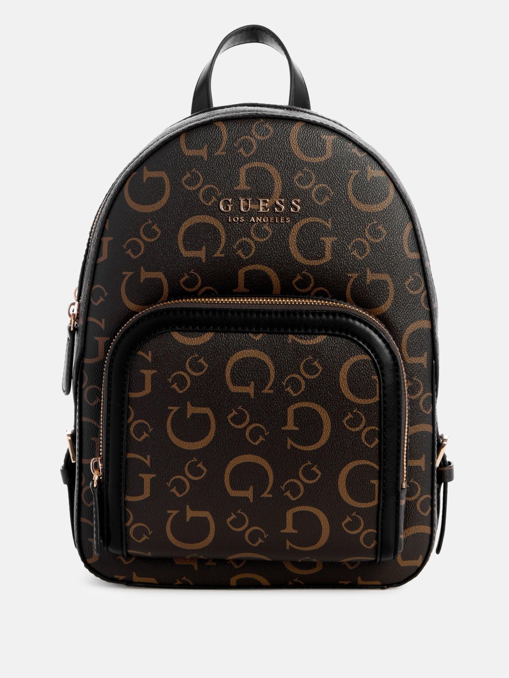 Guess Beige Monogram Mini Backpack with Black Logo Print and Gold Hardware Guess Rucksack - beige - Zalando main image 3