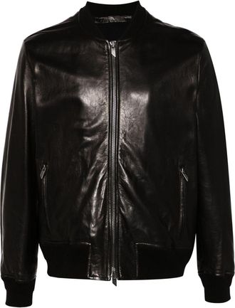 Salvatore Santoro leather bomber jacket - men - Ovine Leather (top grain)/Spandex/Elastane/Acetate/Cotton/Polybutylene Terephthalate (PBT) - 54