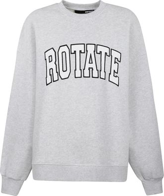 Rotate Rotate Birger Christensen, Hoodies & sweatvesten, Dames, Grijs, XS, Katoen, Sweatshirt met ronde hals en borduursel