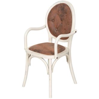 Biscottini International Sedia in Legno e Ecopelle Sedie con Braccioli Sala da Pranzo Poltroncina imbottita similpelle Soggiorno Poltrona Camera da letto