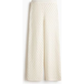 H&M Pointelle-knit Trousers in Cream at Nordstrom, Size Xx-Large