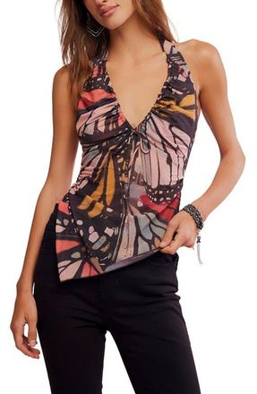 Free People Butterfly Effect Halter Top in Terra Cotta at Nordstrom, Size X-Small