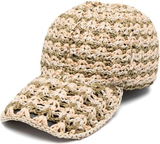Alberta Ferretti crochet-knit raffia cap - women - Viscose/Linen/Flax - M - Neutrals