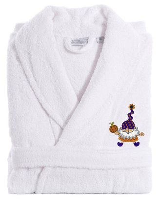 Linum Home Textiles Turkish Cotton Herringbone Weave Embroidered Unisex Halloween Bathrobe