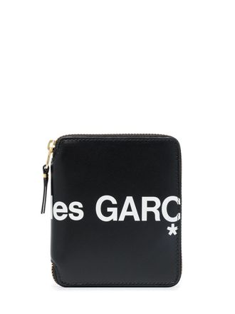 Comme Des Gar&ccedil;ons Black Logo Zip-Around Leather Wallet