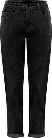 C.Ro Klassieke Corduroy Broek in Zwart - Dames - Slim Fit Broeken - Zwart - 2XL - Katoen - Broeken