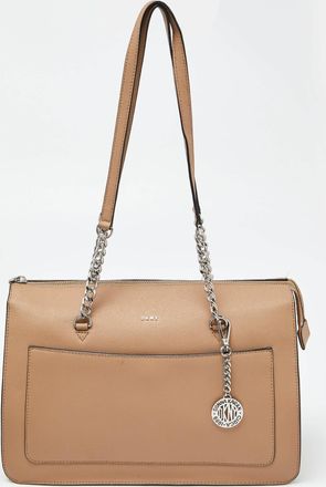 DKNY Dkny Beige Leather Large Bryant Chain Zip Tote