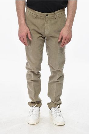 Corneliani CC COLLECTION Ribbed Velour Trousers With Belt Loops size 52