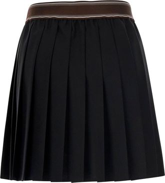 Versace Womens Skirt Pleated Black Wool With Medusa Waist Mohair