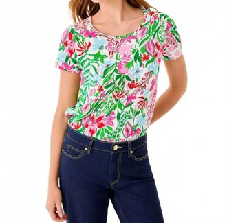 Lilly Pulitzer Etta Scoop Neck Top In Multi Glowing Gardens