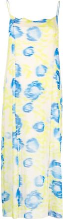 Ganni printed mesh slip dress - women - Nylon/Elastane - 34 - Yellow