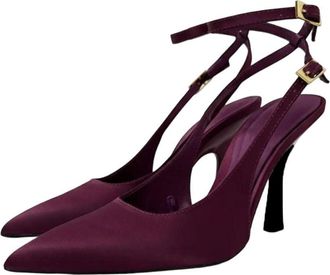 Generic Womens Satin High Heel Pumps Pointed Toe Ankle Strap Evening Party Dress Shoes Wine Red