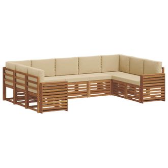 vidaXL Conjunto De Sof&aacute;s De Exterior 9 Uds. Natural Y Beige Vidaxl