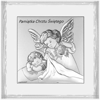 OEM Cuadro Plateado De Un &Aacute;ngel Con Linterna, Marco Decorativo, Recuerdo Del Santo Bautismo 6733w 17,5 X 17,5 Cm