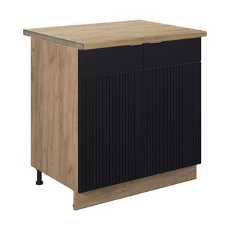 Vicco Armario Bajo Para Fregadero Fame-line, Rayas Negras, 80 Cm, Et Roble