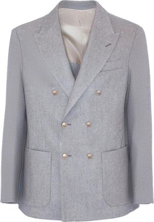 Eleventy Dubbelrijige Jas - Heren - Blazers - Grijs - XL - Wol - Jassen