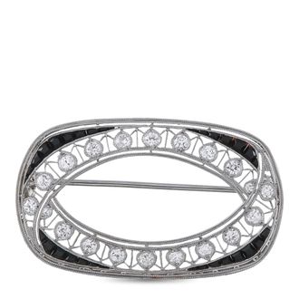 Luxury Bazaar Platinum 0.80ct Diamond and Sapphire Brooch MF16-070126
