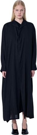Yohji Yamamoto Kleedjes, Dames, Zwart, M, Backside Slit Long Coat