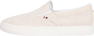 Tommy Hilfiger Mens Slip-On Vulcanised Trainers, White (Ecru), 10.5