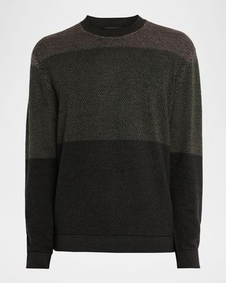 Emporio Armani Mens Colorblock Geo Knit Crewneck Sweater