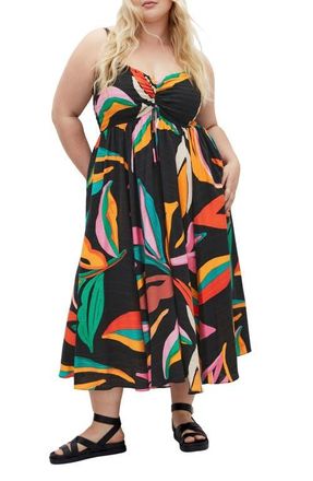 City Chic Maui Tropical Print Sundress at Nordstrom, Size Xxxs
