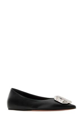 Amina Muaddi Cameliaflat Blkwht Blackwhite Ballerine Flat Shoes