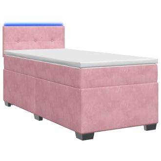 vidaXL Cama Con Base Tapizada, Colch&oacute;n Y Luz Led Rosa 100 X 200 Cm Vidaxl