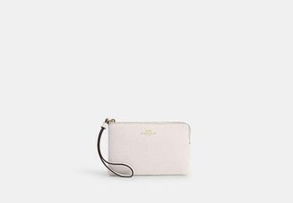 Coach Womens Corner Zip Wristlet in White | Split Leather