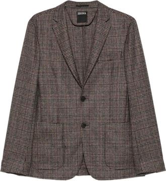 Ermenegildo Zegna Giacca a quadri con due bottoni - Marrone