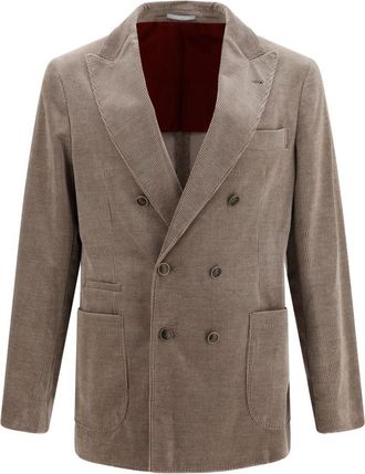 Brunello Cucinelli Taupe Peaked Lapel Blazers