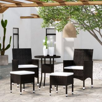 vidaXL Juego De Muebles De Jard&iacute;n 5 Piezas Rat&aacute;n Sint&eacute;tico Negro Vidaxl