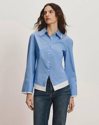 Veronica Beard Bonnie Shirt In Cadet