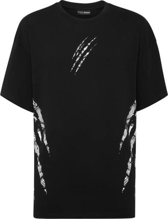 Plein Sport T-shirt in cotone con stampa graffio dartiglio - Nero