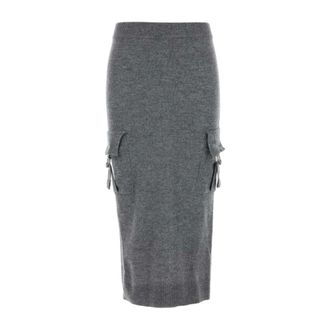 Blumarine Midi Skirts, female, Gray, Size: XS Knit Skirt