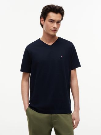 Tommy Hilfiger V-Shirt TOMMY HILFIGER ESSENTIAL V-NECK, Herren, Gr. XXL, blau (desert sky), Single Jersey, Obermaterial: 100% Baumwolle, regular fit normal, V-Aussch
