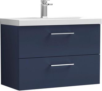 Nuie Nuie - Arno Wall Hung 2-Drawer Vanity Unit with Basin-3 800mm Wide - Midnight Blue