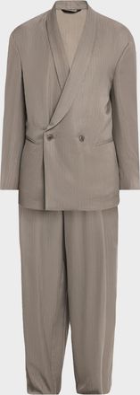Giorgio Armani Men & apos;s Chevron Cupro Relaxed Shawl-Lapel Suit