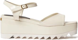 Stella McCartney Elyse Patent Platform Sandalen - Dames - Sleehakken - Wit - 37 EU - Schoenen
