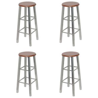 vidaXL Vidaxl - Taburetes De Cocina 4 Unidades Mdf Plateado Y Marr&oacute;n