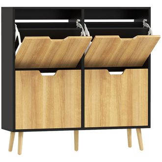 HOMCOM Mueble zapatero 95x26x95 cm natural y negro