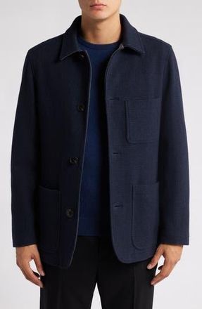 Hart Schaffner Marx Sonoma Textured Wool Blend Button-Up Jacket in Navy Mini Check at Nordstrom Rack, Size Xx-Large
