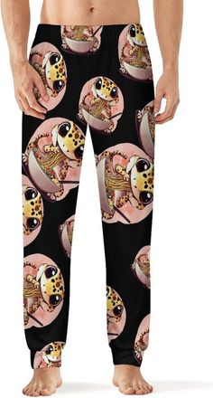 Generic Japanese Ramen Leopard Gecko Pajama Pants for Men Print Lounge Pjs Bottom Lightweight Sleep Pants 5XL